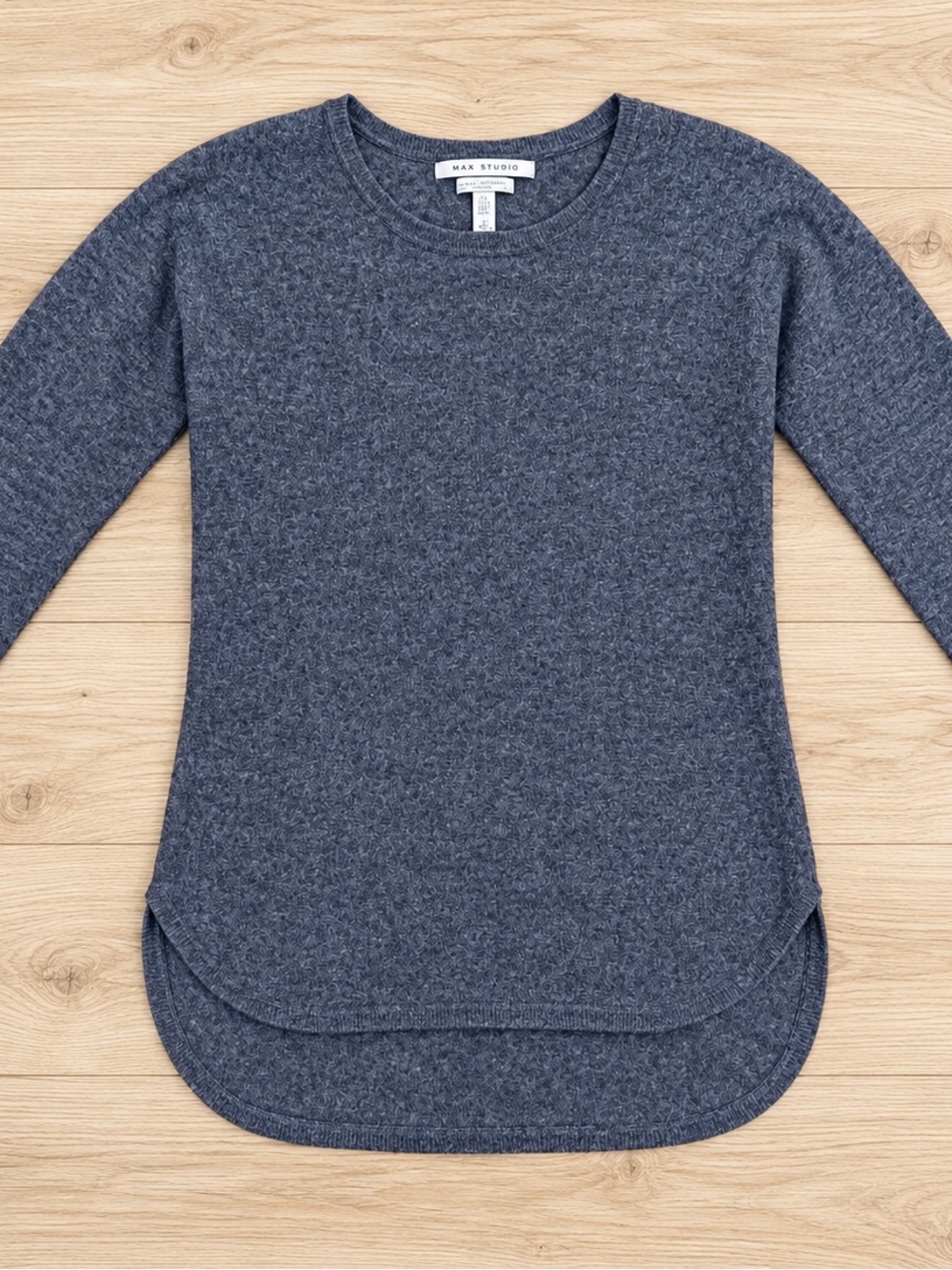 Max Studio Women's Heathered Grey 100% Cashmere Crewneck Sweater medium